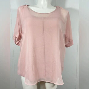 Worthington Smoke Rose Lined Tunic Top + Cami Short Sleeve Sz 2XL